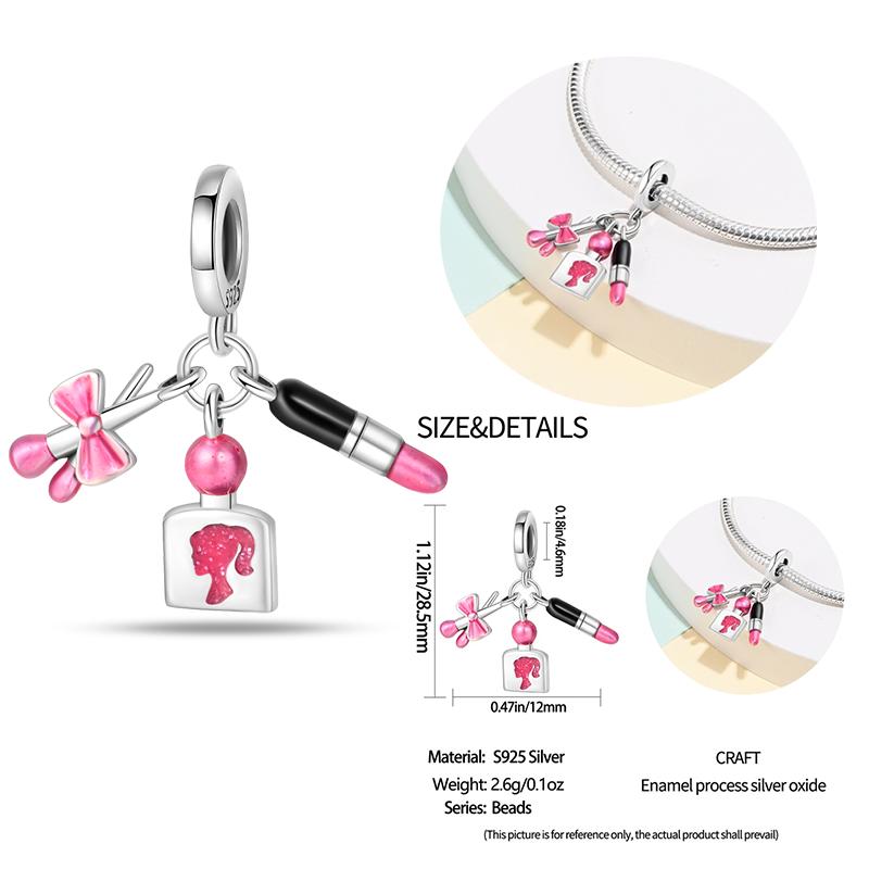 New Copper Bow Star Love Pink Series Charm Beads Suitable For 3Mm Original Bracelet Diy Fashion Jewelry Gift