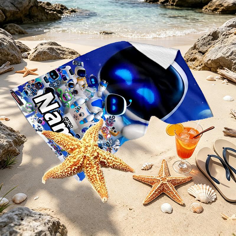 Custom Name Personalized Cosmic Bot Crew Print Beach Towel, for Trip Camping Beach Party Home Decor, Birthday Gift for Family & Friends