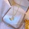 Light Luxury Butterfly Pendant Rhinestone Collarbone Chain Titanium Steel Simple Versatile Jewelry Women Necklace