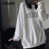 Spring and Autumn Women's Plus Size Loose Letter Printed Round Neck Long Sleeve Sweatshirt