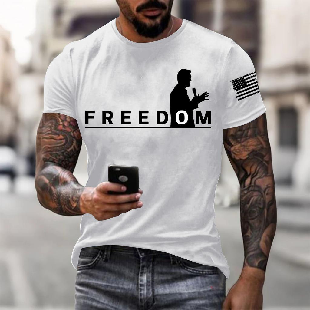 Мужская футболка с коротким рукавом с принтом Мужская свободная повседневная футболка с коротким рукавом