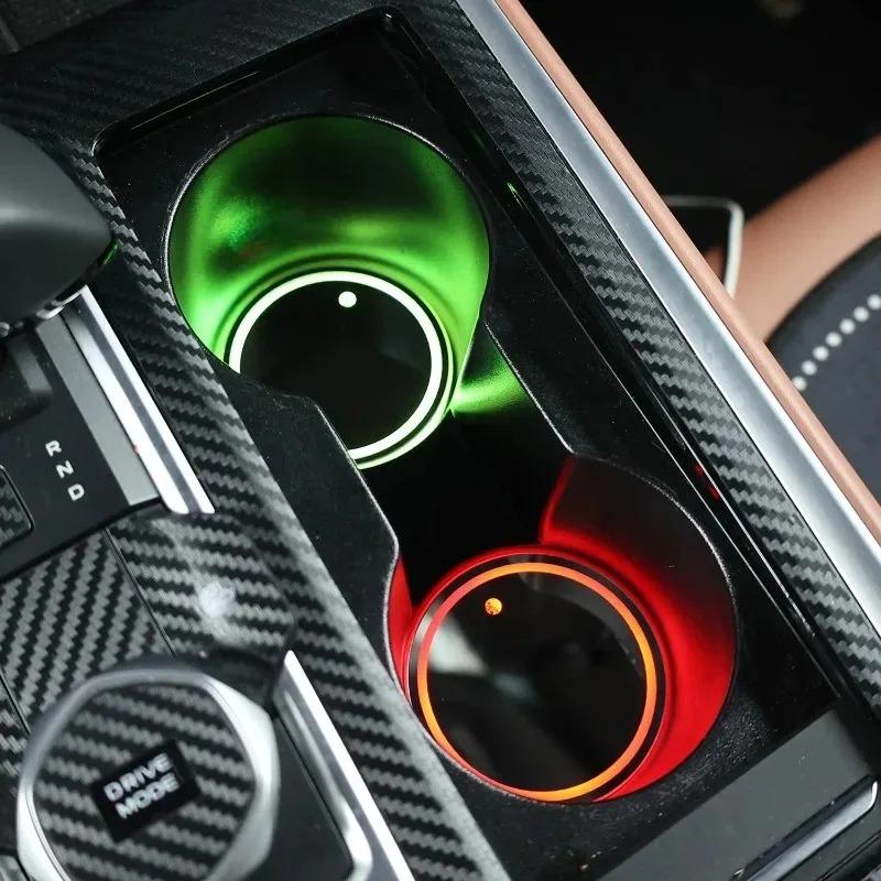 RGB LED Автомобильный Подстаканник Подставка Светодиодная 7 Цветов Изменяющаяся Светящаяся Автоматический Датчик Ночная Атмосферная Лампа Декор Салона