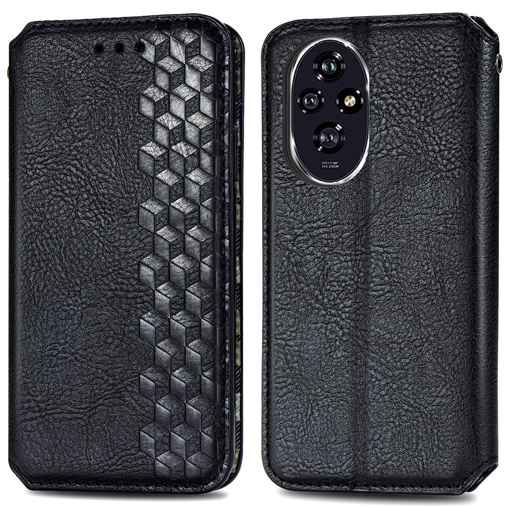 For Honor 200 Pro 5G PU Leather Case Rhombus Imprint Wallet Stand Phone Cover