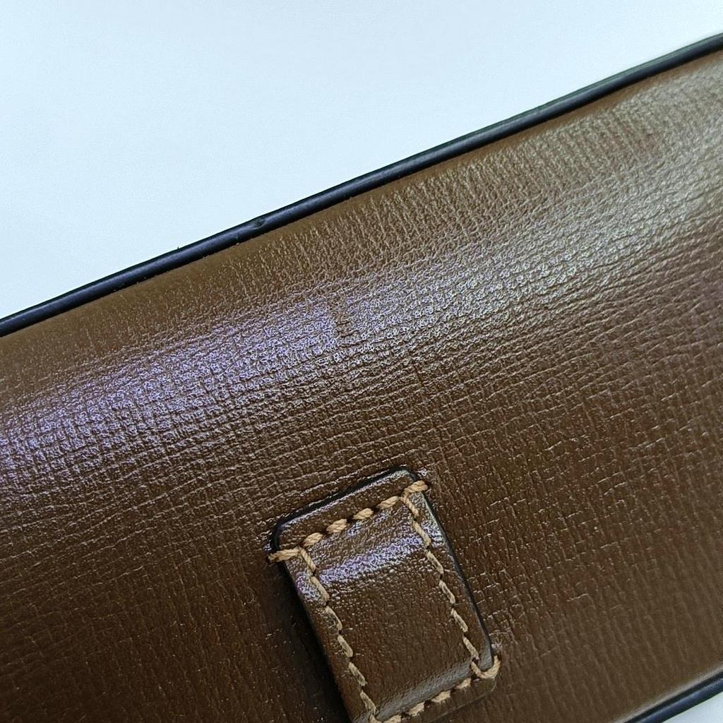 [Pre-Owned] Vintage Logo Leather Canvas Mix Leather Box Shoulder Bag - Very Good #B6ZPCO