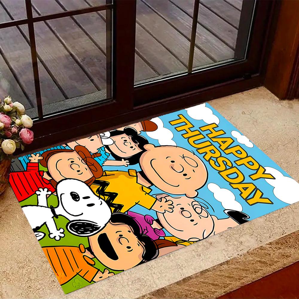 Snoopy's Peanuts Gang Themed Anti-Slip Rugs - Polyester Home Decor, Suitable for Bedrooms, Living Rooms, Doorways, Studios, and Decorations