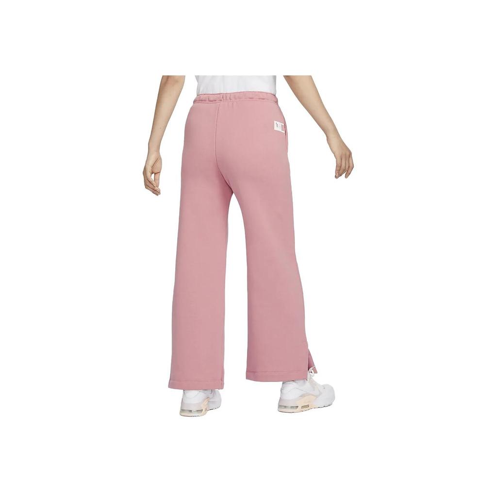 Nike Solid High-Waisted Wide-Leg Knit Sports Pants Women Bottoms Stardust-Red FZ4339-618