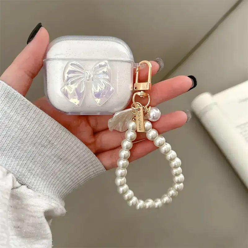 Милый бант креативный чехол для AirPods apple наушников беспроводной bluetooth защитный чехол прозрачный чехол для наушников