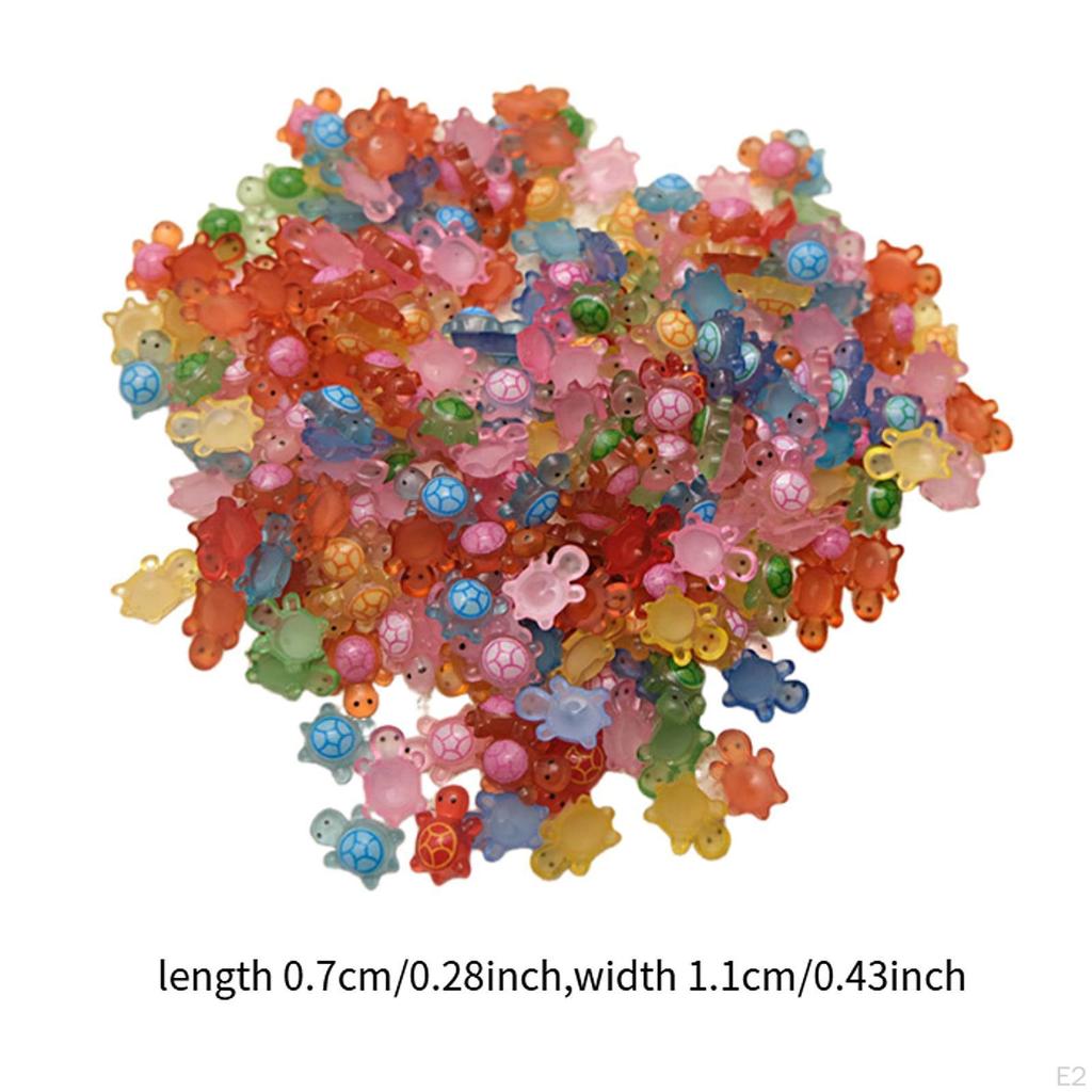 100 Pieces Luminous Mini Sea Turtles Cute Small Miniature Figurines Bead Charms for Cake