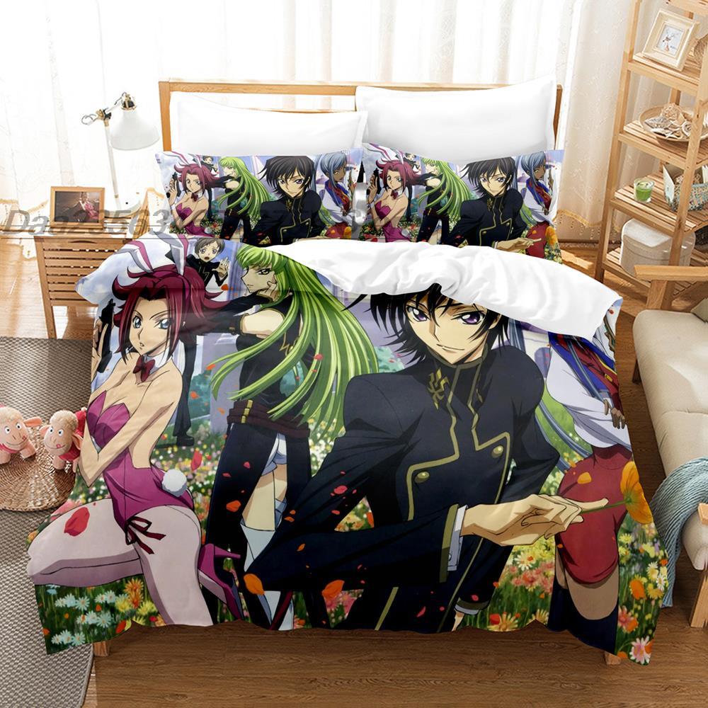 Code Geass Bedding Set Single Twin Full Queen King Size Bed Set Teenager Bedroom Sheet Set 3D Print Anime Kawaii