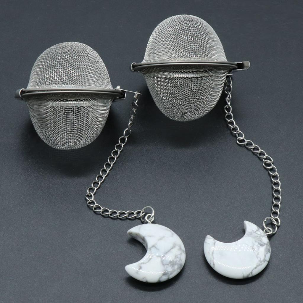 1 шт., сетчатый фильтр для чая, удлинительная цепочка в форме луны, искусственный кристалл, камень из нержавеющей стали, горячий горшок, специи, ситечко для чая, шар, кухонный шарик для чая