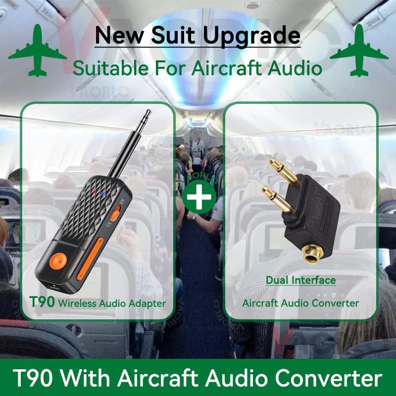 Передатчик-приемник Bluetooth 5.4 2 в 1, 3,5 мм AUX-разъем, беспроводной адаптер для самолета, микрофон для телевизора, автомобильный комплект, динамик, ПК, наушники