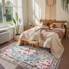 Boho Tribal Area Rug Aqua Large Rugs for Bedroom Washable Rug for Living Room, Distressed Soft Non Slip Indoor Throw Dining Room