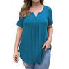 Women's Plus Size Tunic Top Summer Short Sleeve V-Neck Button Up Shirt Casual Loose Fit Flowy Blouse for Beach Office Party Daily Wear