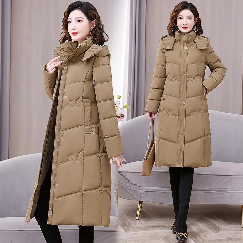Одежда из хлопка среднего возраста, женская, средней и длинной длины, облегающая, утолщенная, модная корейская версия теплого и тонкого зимнего пальто