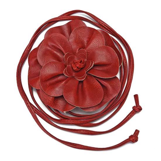 Пояс с цветочным принтом в стиле бохо для женщин и девочек, тонкий пояс из искусственной кожи с цветочным принтом для свадебного платья