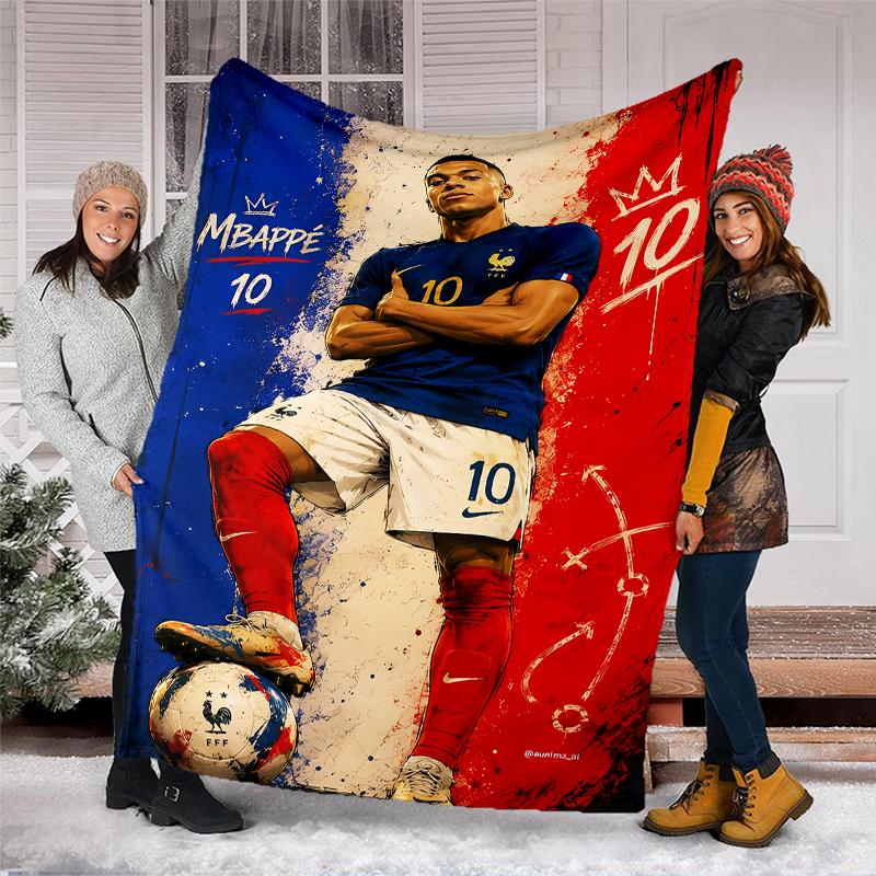 Kylian Mbappé printed throw blanket—soft,warm;versatile blanket for all seasons—perfect as &air-conditioning throw,nap blanket