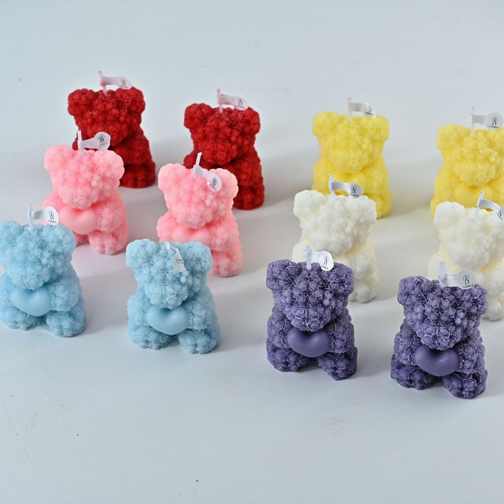 Love Rose Bear Aromatherapy Candle Cute Chinese Valentine's Day Creative Gift Aromatherapy Atmosphere Souvenir Decoration Ornaments