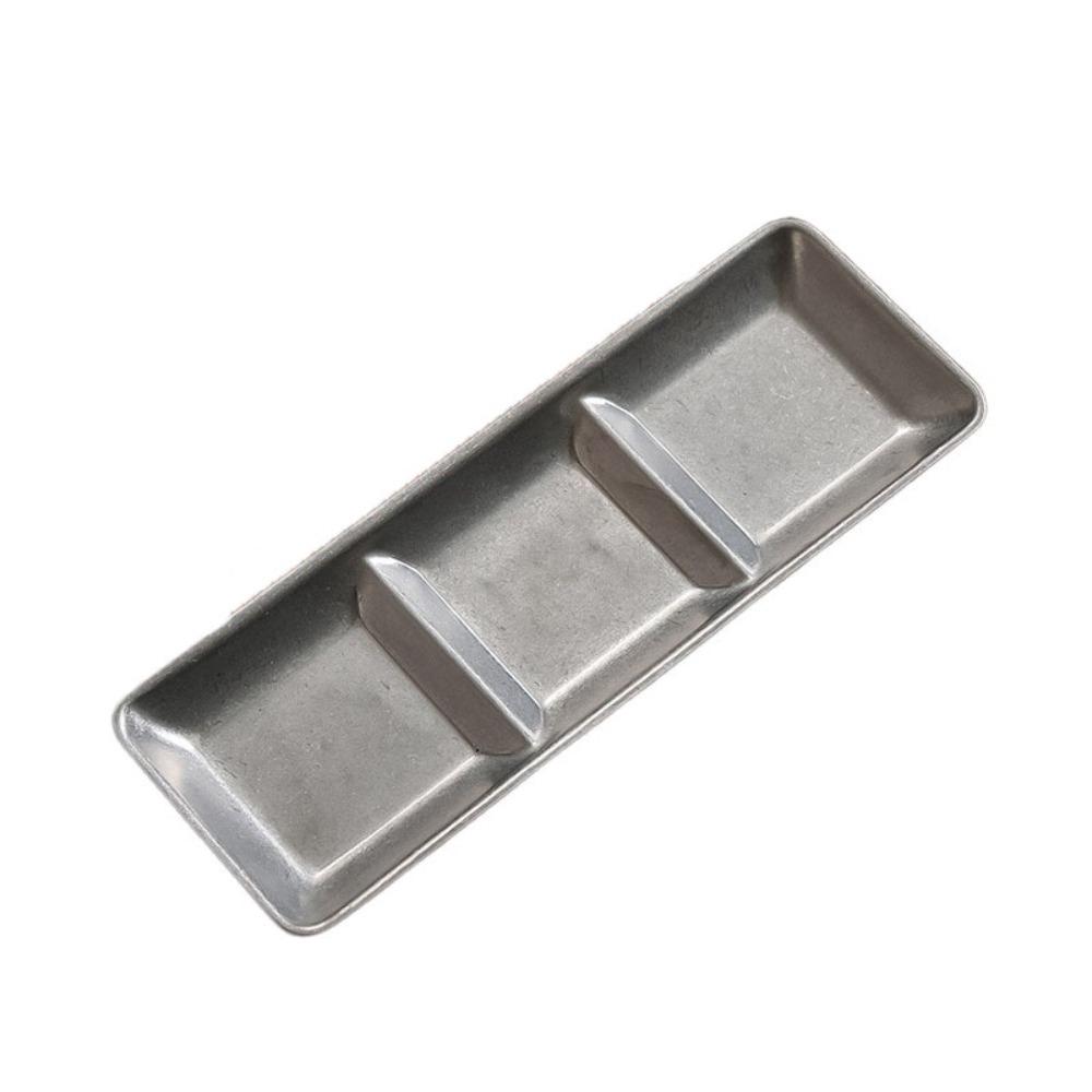 2Pcs Stainless Steel Korean Sauce Dish Irregular Shape Industrial Style Condiment Dish Vintage Separated Seasoning Tray BBQ