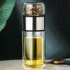 Tea-water separation bubble cup double-layer thickened insulated glass creative portable cup large capacity micro-insulation cup(Gold, 301-400ml)