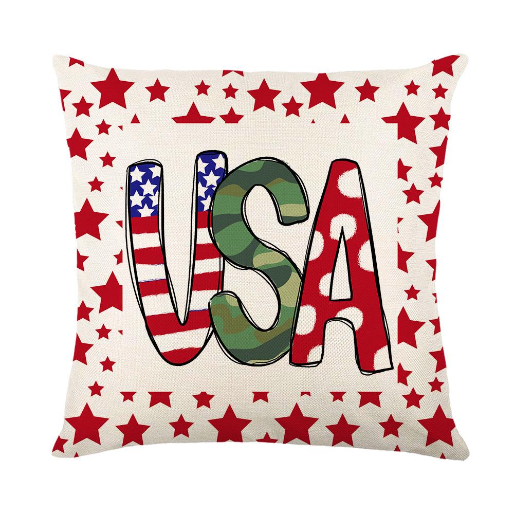 New Independence Day Pillow Cover Polyester Printed Living Room Sofa Cushion Cover Bedroom Decorative Cushion Cover