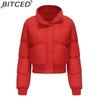 BITCED Autumn/Winter Women's Short-Length Cotton Coat Long-Sleeved High-Neck Thermal Jacket Loose-Fit Casual Cotton Jacket Puffer Coat