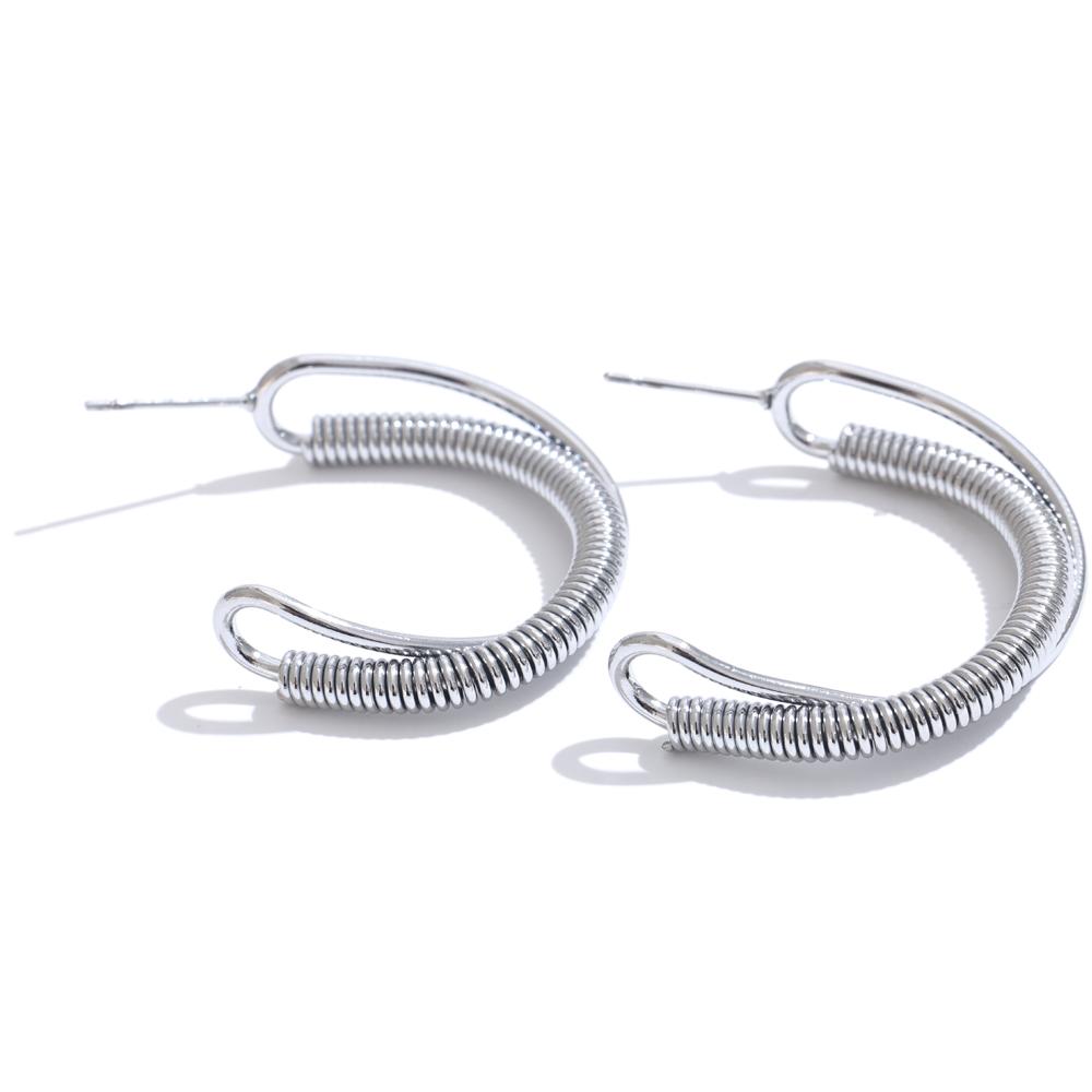 Eetit Новые стильные металлические высококачественные серьги-кольца в форме буквы C, позолоченные платиновые металлические блестящие модные повседневные украшения 2024 года для женщин