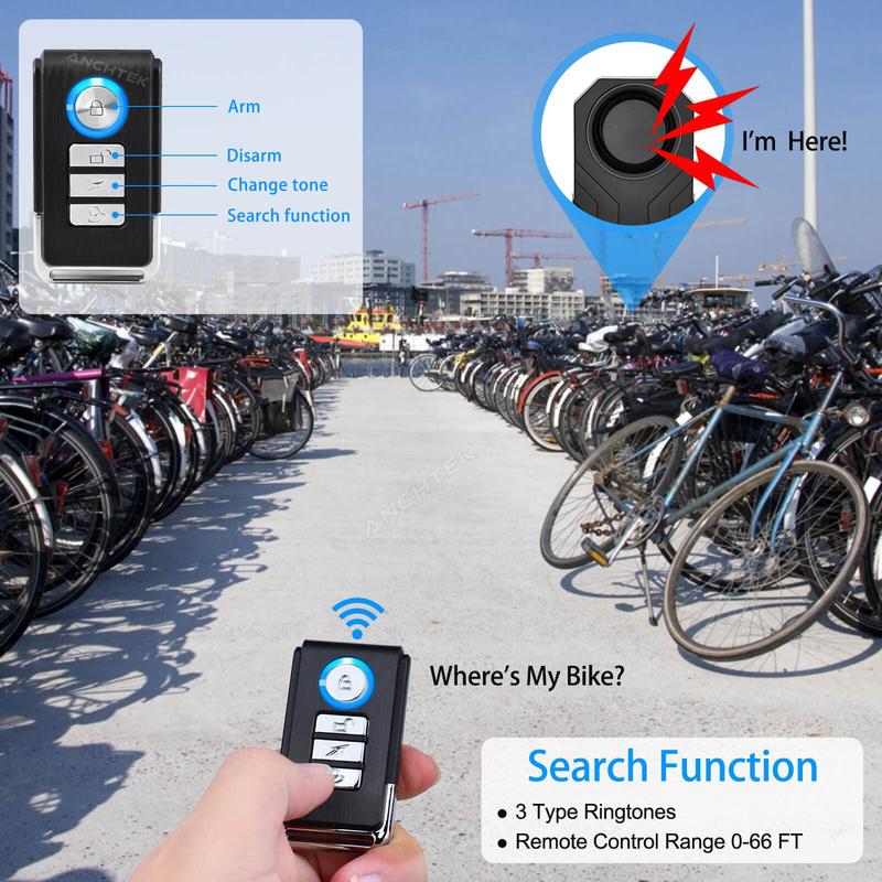Anchtek Motorcycle Bike Anti-Theft Alarm With Wireless Remote Control Waterproof Bicycle Security Alarm 113dB Electric Car Alarm