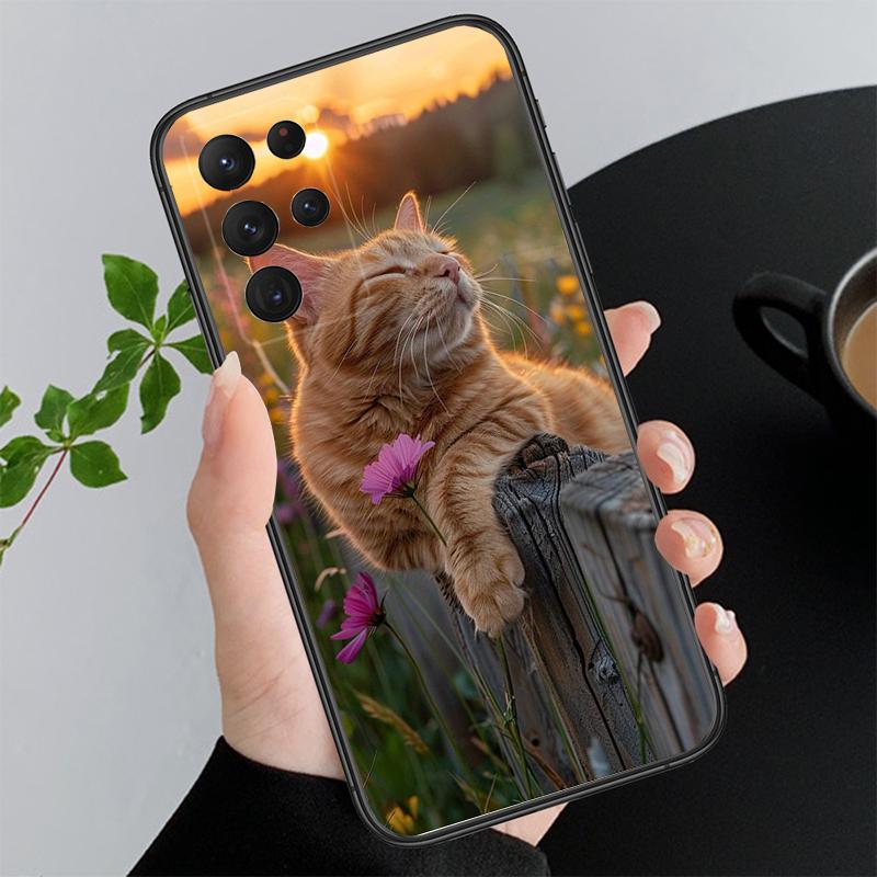 Phone Case For Samsung A17 A55 A16 A56 A35 A15 A53 A54 A33 A34 A25 A05S A52 A52S A07 A26 A06 Flower Cats