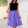 Women's Fashion Casual Lace-up Sleeveless Round Neck Splicing Short Dress