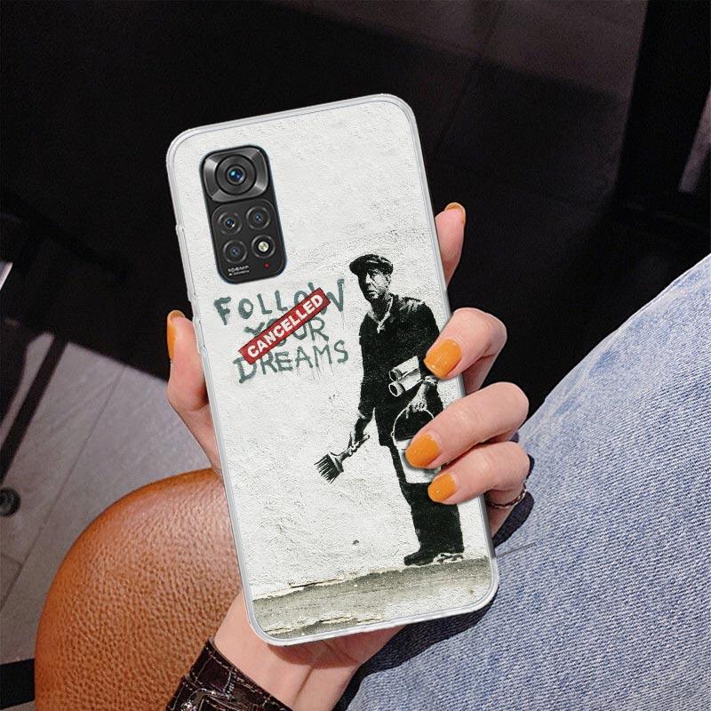 Чехол для телефона Street Art Banksy Graffiti для Xiaomi Redmi Note 15 14 13 12S 12 11 Pro Plus 14S 11S 11E 10 10S 11T 5G Персонализированный C