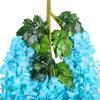 12Pcs Artificial Wisteria 3 Forks Realistic Home Wedding Garden Indoor Outdoor Wall Hanging Colorful Faux Flower Vines Garland Decoration
