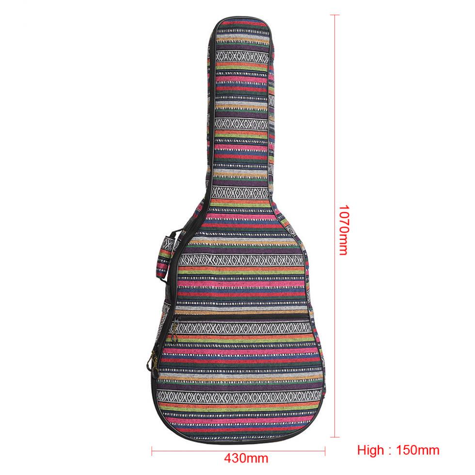 Вязаный чехол для акустической гитары 40/41 дюйма в народном стиле, сумка для концерта, сумка с двойными ремнями, мягкий утепленный хлопок