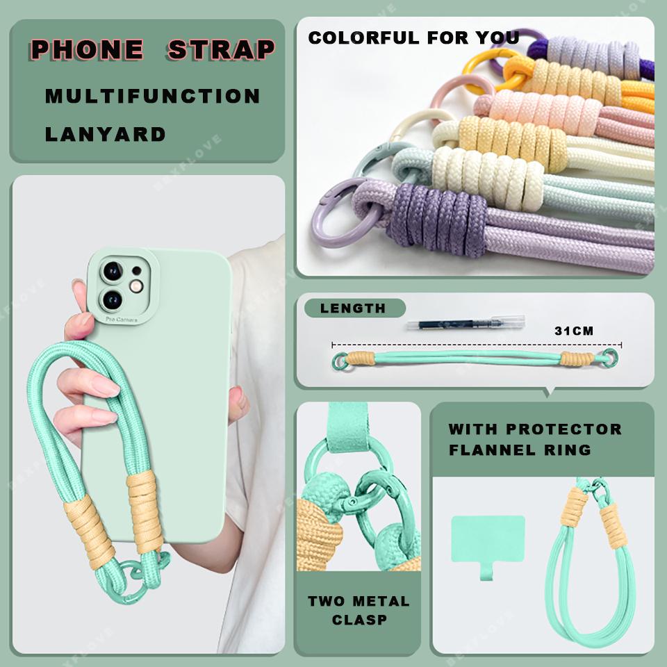 Lanyard Phone Case For For Iphone 16E 16 14 1 Plus 12 13 Mini 11 16 Pro X XR XS Max SE Liquid Silicone Strap Protector Soft Cover