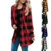 Women's Plaid Long Sleeve Front Cardigan Printed Top Lightweight Jacket