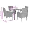 vidaXL 5 Piece Outdoor Dining Set with Cushions Grey Poly Rattan and Glass