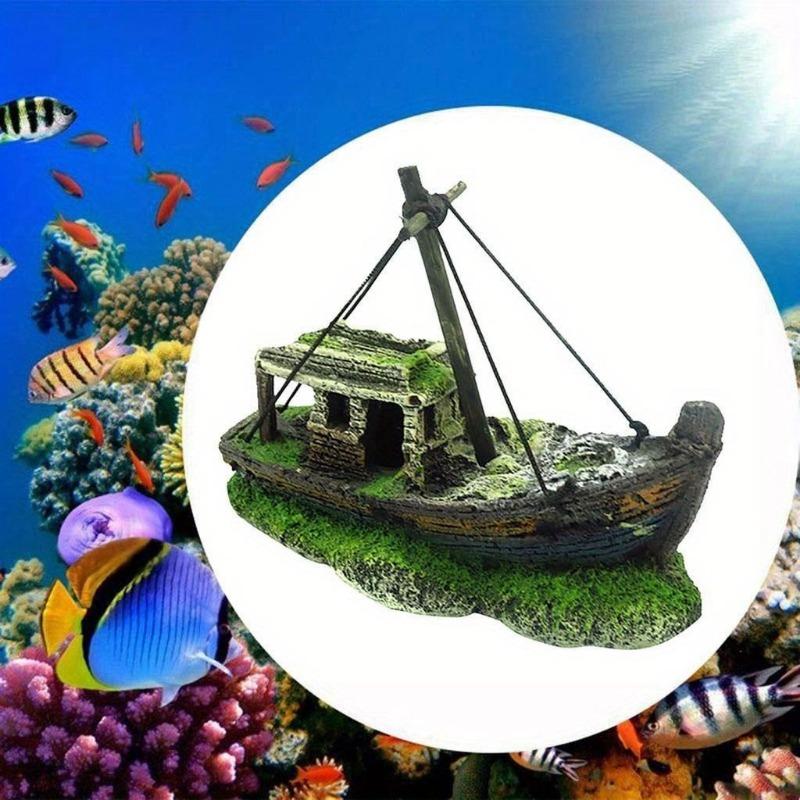 Аквариумный пейзаж, крушение корабля, декор, смоляная лодка, орнамент, аксессуары для аквариума, украшение