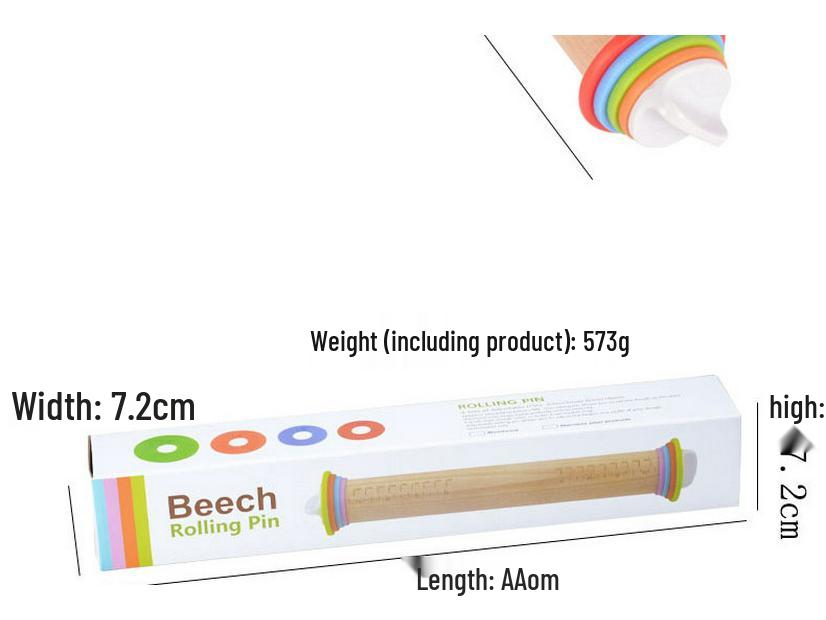 Adjustable Stainless Steel and Beech Wood Rolling Pin - Thickness Control for Dough Kneading