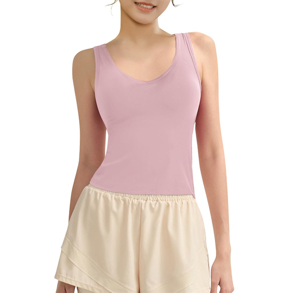 Молодых девушек однотонный цвет чашечки йога нижняя рубашка спортивное нижнее белье жилет