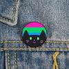 Cute Rainbow Cat Brooch Breastpin Colorful Stripe Badge Exquisite Kitty Enamel Pin  Gift