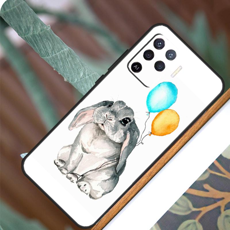 Чехол с милым кроликом для OPPO A57 A57S A77 A5 A9 A53 A52 A72 A96 A76 A16 A54 A74 A94 A38 A58 A78 A15 A17