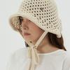 VA Curved Oval Metal Knit Punching Bonnet Hat Beige