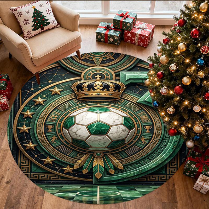 Club Santos Laguna Pattern Round Rug, Indoor/Outdoor Mat, for Picnic, Gameroom, Bedroom, Office, Living Room, Home Decor Carpet, Birthday Gift