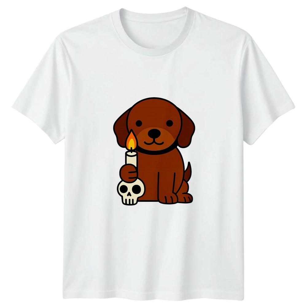 Dog Candle Skull Halloween Holidays Unisexs TShirt Unisexs Tee Graphic Unisex Top