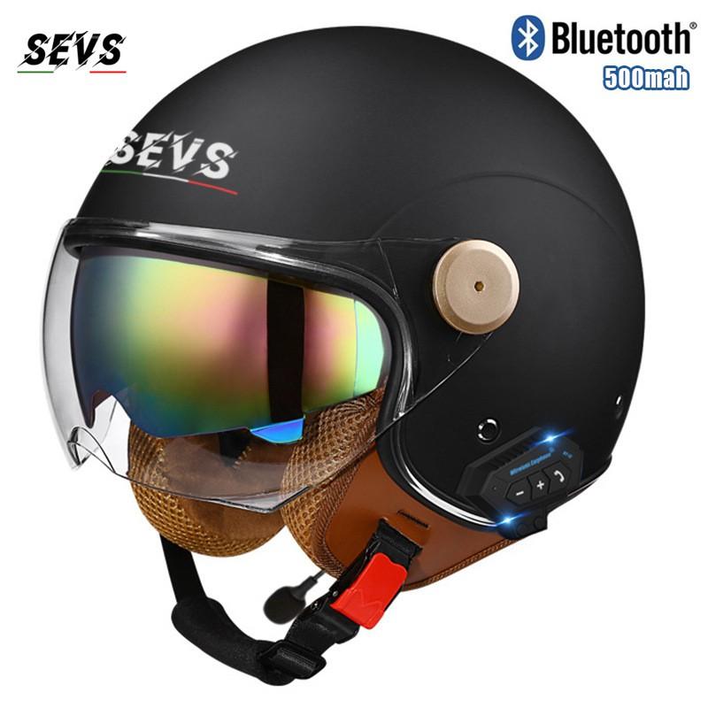 3C DOT Certified Bluetooth Motorcycle Half Helmet Retro Style Men Women All Season