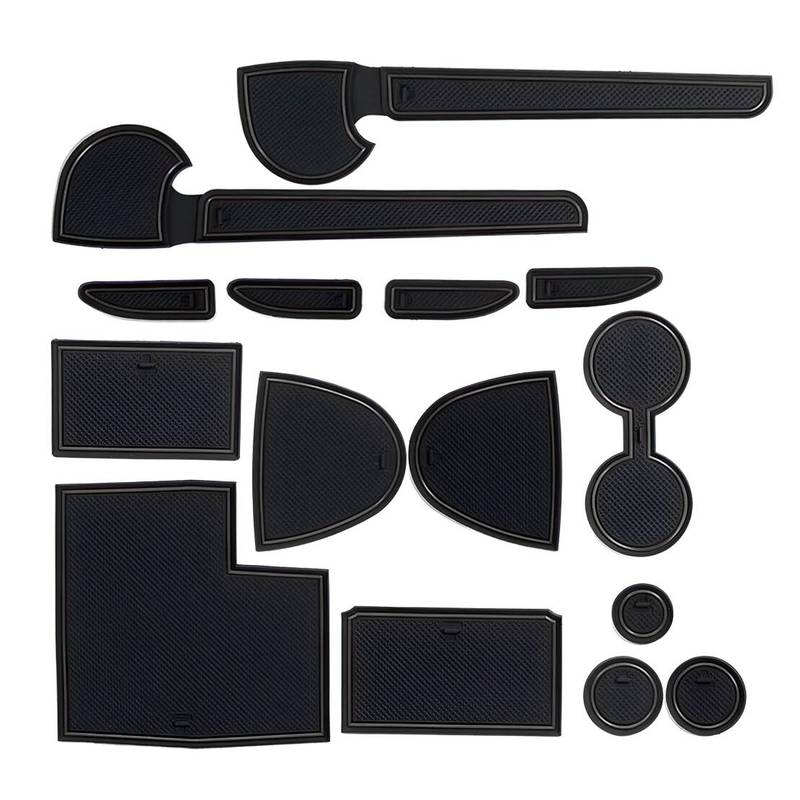 1 Set Black Gate Slot Mat Cup Holder Pad PVC Fit for Mitsubishi Triton L200 Cab 4DR 2015 2016 2017 2018