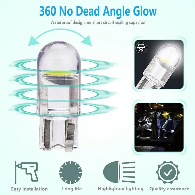 W5W Led T10 Car Light Cob Clear 6000K Auto Automobiles Motor License Plate Lamp Dome Light Reading Drl Bulb Style 12V