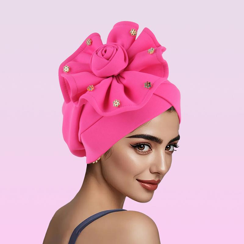 1 шт. индийская шапка в этническом стиле солнцезащитный хиджаб летний головной убор большой цветок мусульманский однотонный оборка головной убор тюрбан шляпа