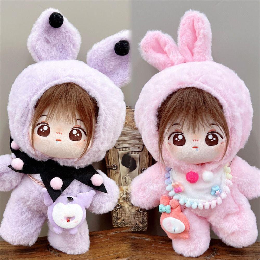 Cute Cartoon Plush Jumpsuit Mini Dolls Toys Accessories Doll T-shirt Clothes  20cm Cotton Doll