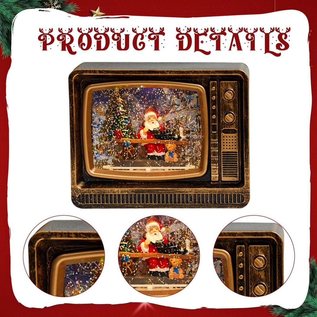 Рождественский Дед Мороз Музыкальная шкатулка Украшение Игрушка в форме телевизора Настольное искусство со светом Музыкальный
