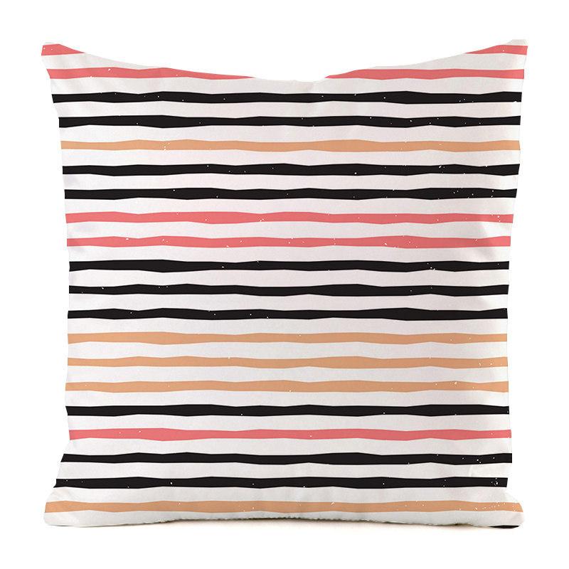 Nordic Striped Patterns Digital Printing Short Plush Pillow Covers Decorative For Car Sofa Office Cushion Cover Home Goods